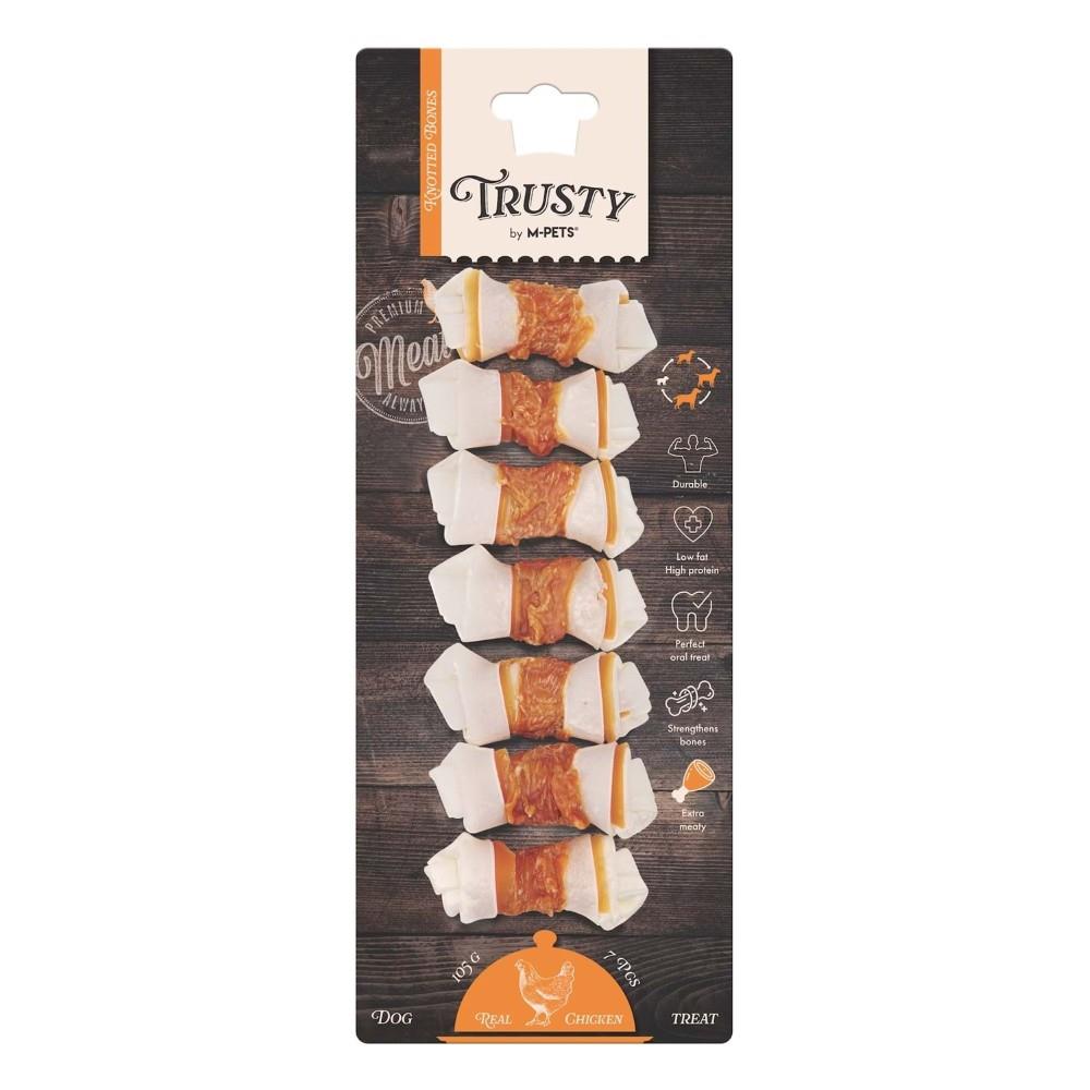 M-Pets Trusty Ağız Bakımı için Tavuklu Düğümlü Köpek Çiğneme Kemiği 6.4 cm 7'li