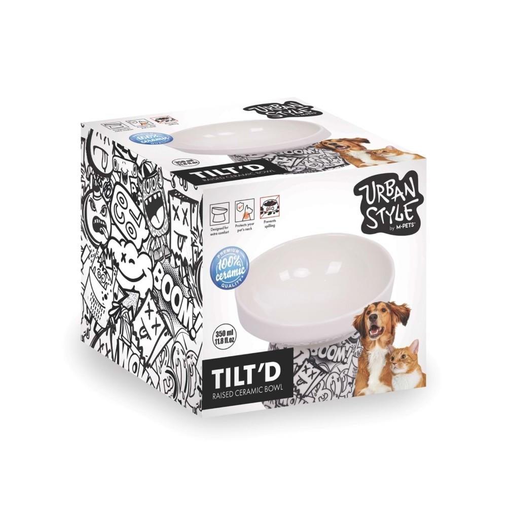M-Pets Urban Style Kedi ve Köpekler için Seramik Mama ve Su Kabı 14.5x14.5x11.5 cm 350 ml
