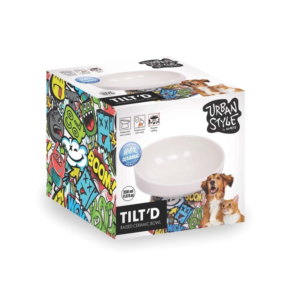 M-Pets Urban Style Kedi ve Köpekler için Seramik Mama ve Su Kabı 14.5x14.5x11.5 cm 350 ml