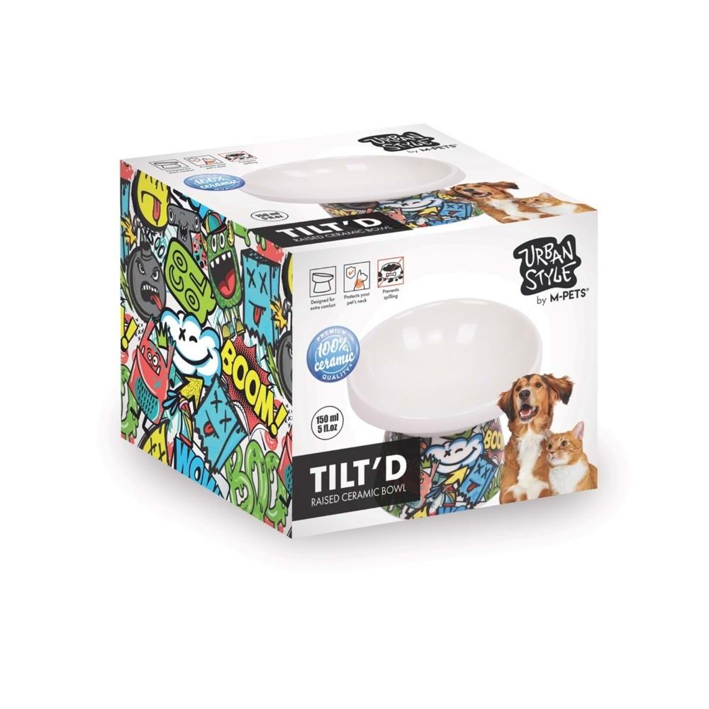 M-Pets Urban Style Kedi ve Köpekler için Seramik Mama ve Su Kabı 12x12.5x9.5 cm 250 ml