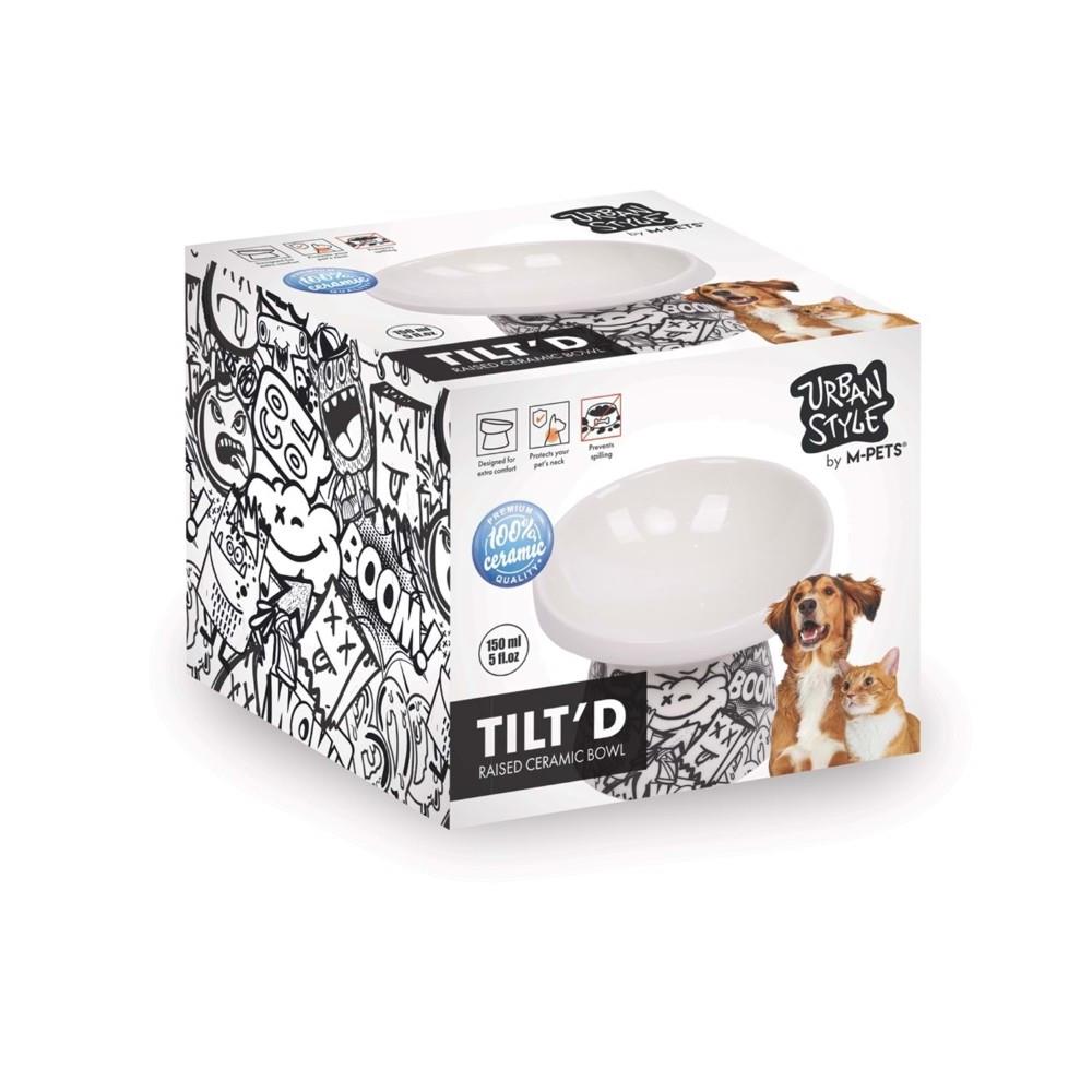 M-Pets Urban Style Kediler İçin Seramik Mama ve Su Kabı 10.5x10.6x8 cm 150 ml