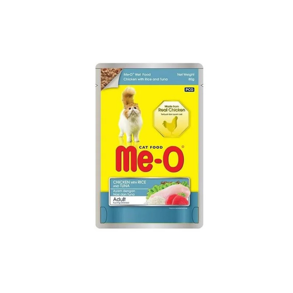 Me-O Pouch Yetişkin Kedi Yaş Maması Tavuk, Pirinç ve Ton Balıklı 80g