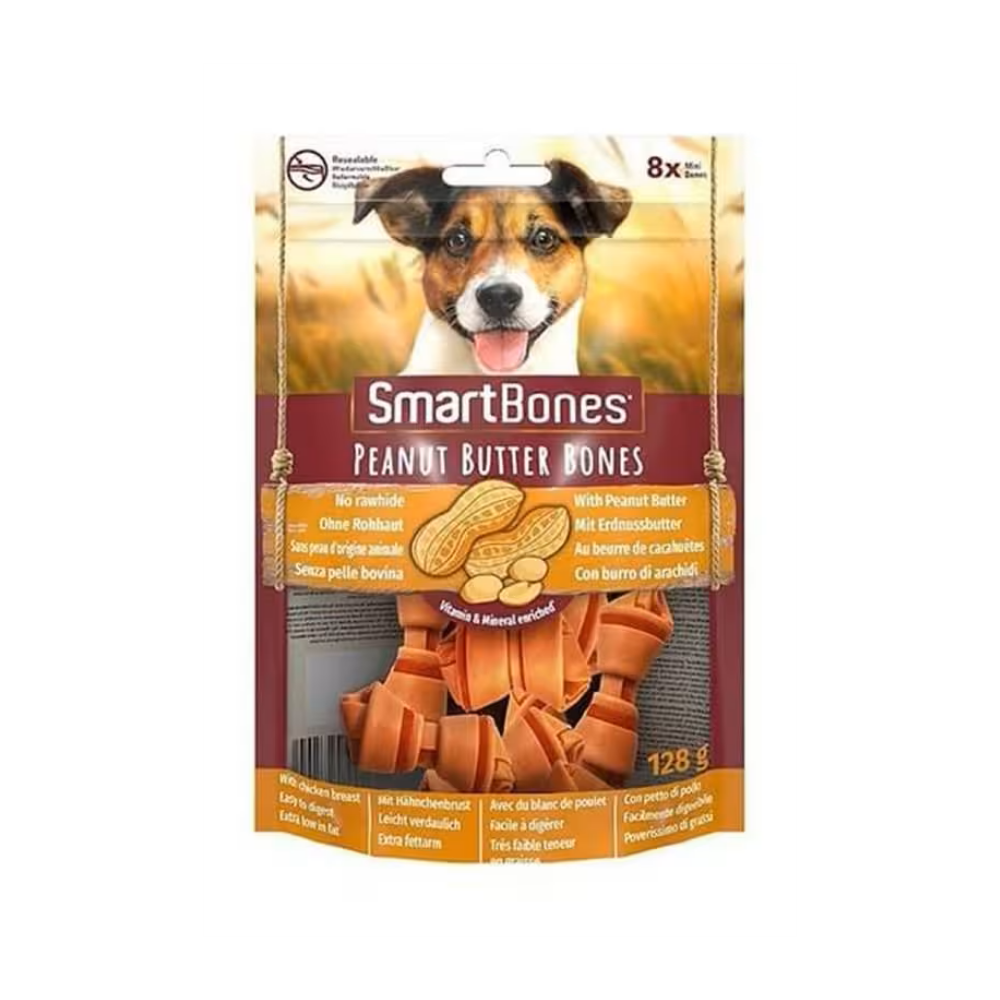 SmartBones Köpek Ödül Kemiği Yer Fıstığı Ezmeli Mini (8li) 128g
