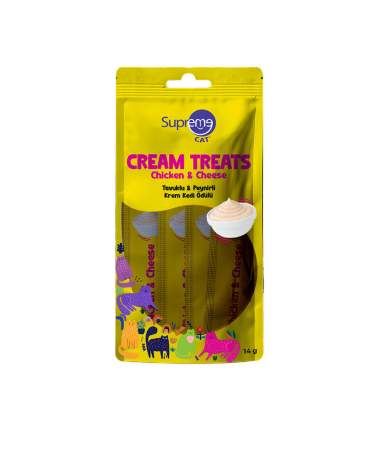 Supreme Crema Tavuk Etli Ve Peynirli Ek Besin ve Kedi Ödülü 4x14 Gr