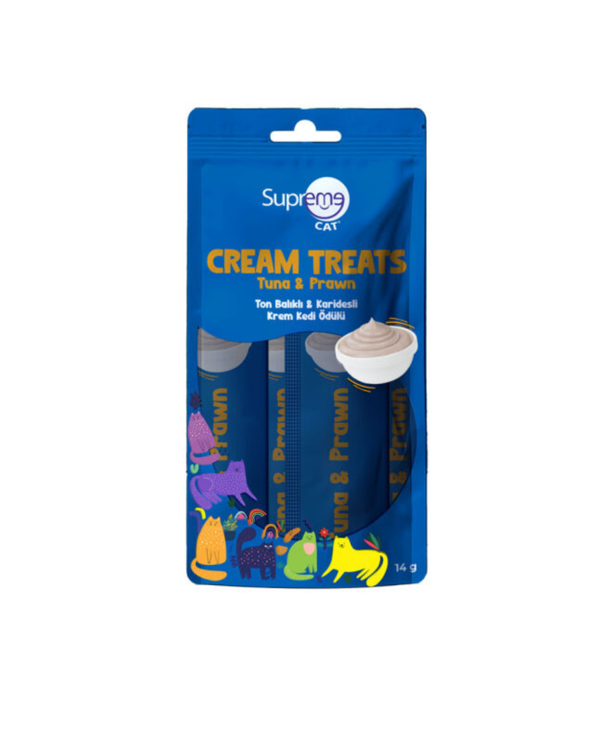 Supreme Crema Ton Ve Karidesli Ek Besin ve Kedi Ödülü 4x14 Gr