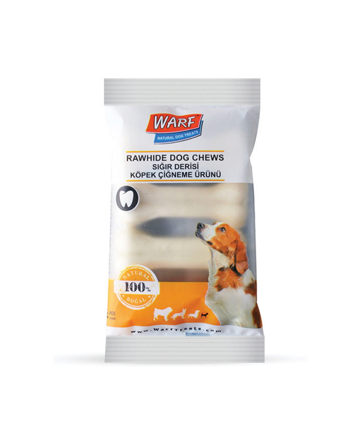 Warf Beyaz Sığır Derisi Pres Kemik 7,5 Cm 4'lü Köpek Ödülü