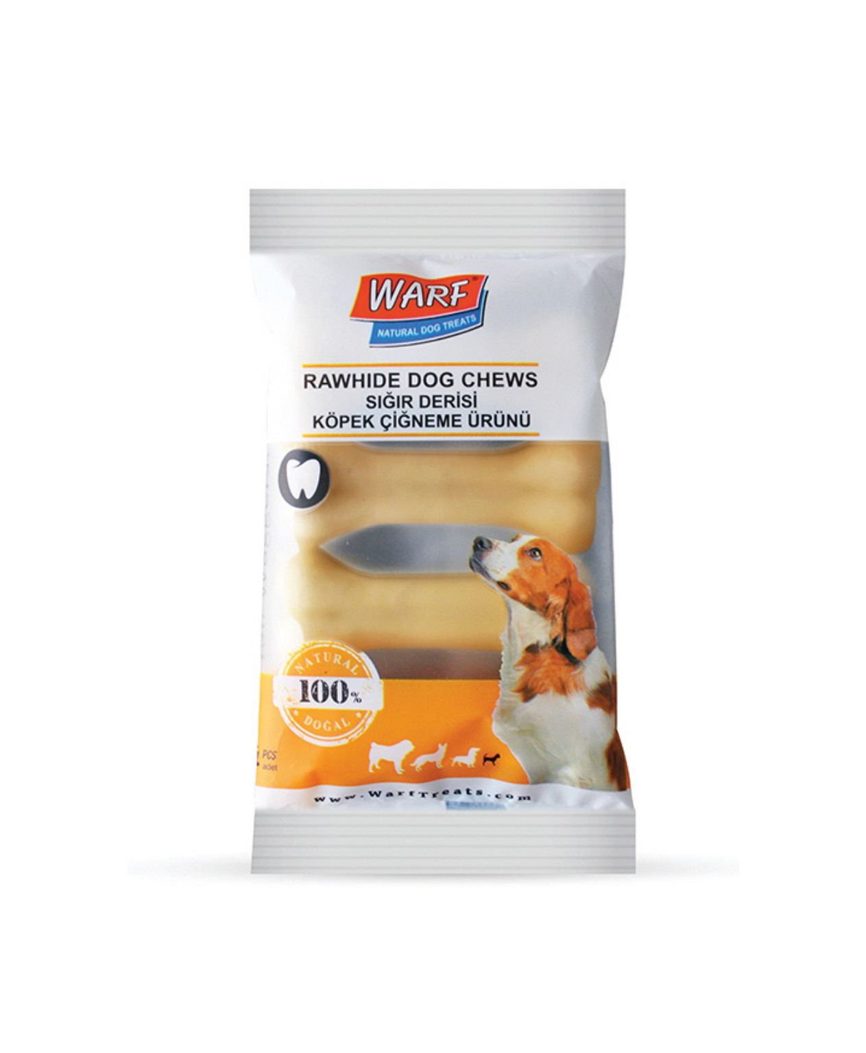 Warf Natural Sığır Derisi Pres Kemik 7.5 Cm 4'lü Köpek ödülü