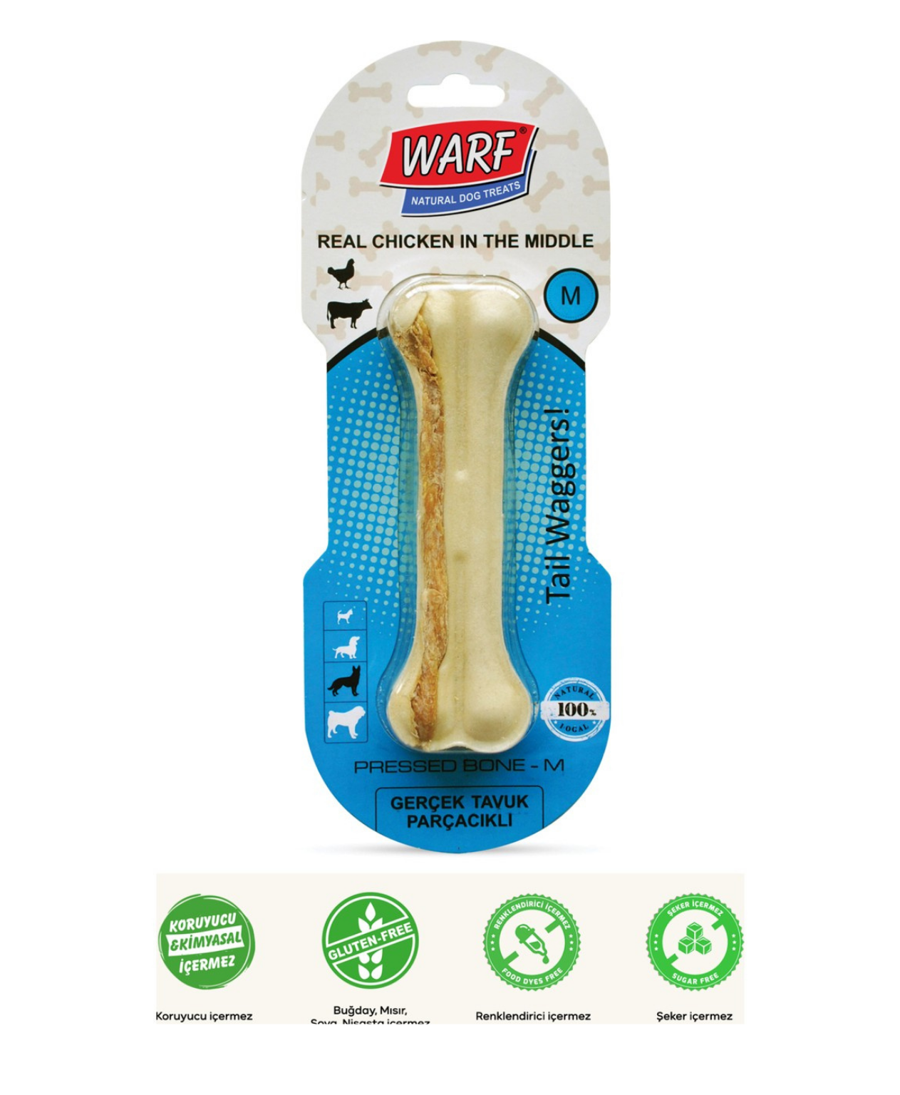 Warf Tavuklu Pres Kemik 15,5cm Tekli Köpek Ödülü