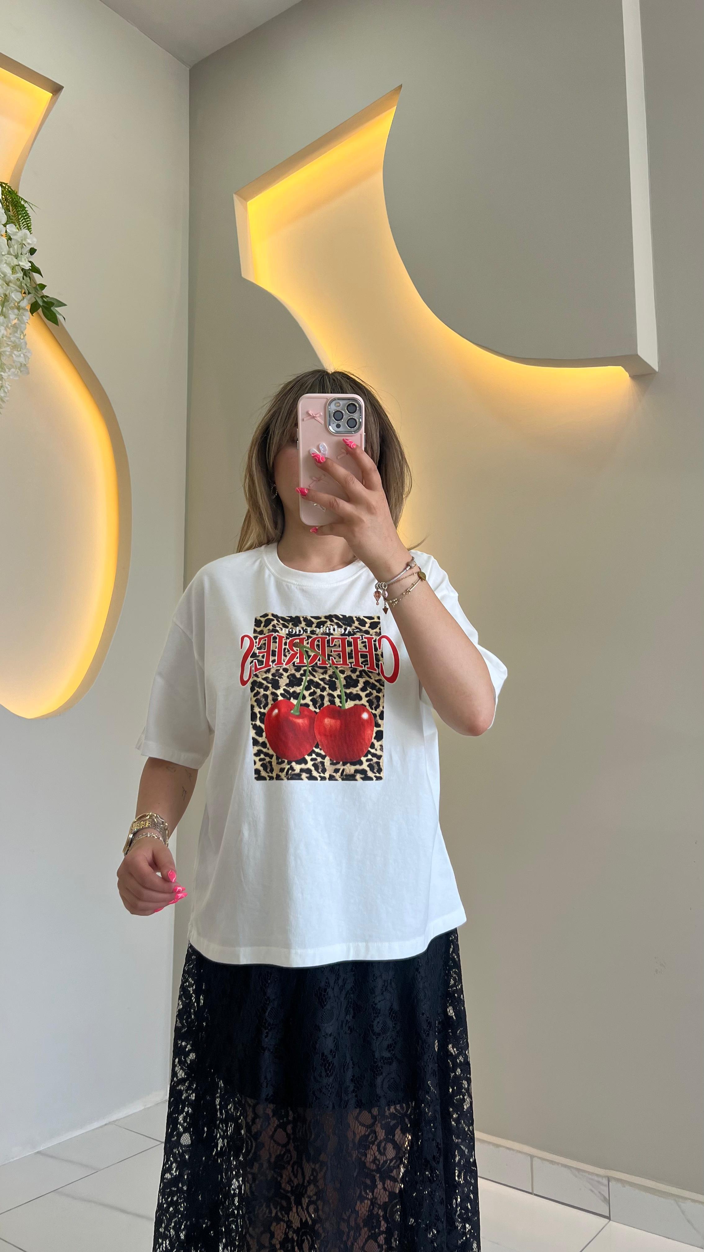 charrita シャツ Cherrıes Baskılı Tişört