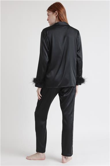 Admas Marabu Luxe Kadın Pijama Takımı Siyah