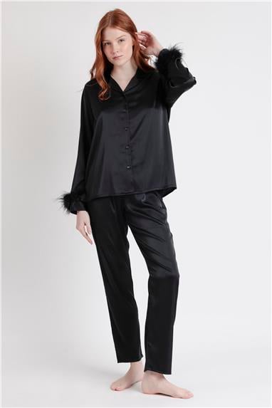 Admas Marabu Luxe Kadın Pijama Takımı Siyah