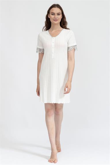 Bisbigli Buttoned Night Gown S/S Kadın Gecelik