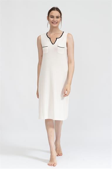 Bisbigli Crew Neck Night Gown Sleeveless Kadın Gecelik