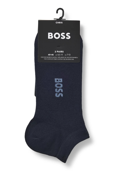 BOSS 2P As Logo Bamboo Erkek 2li Çorap Mavi