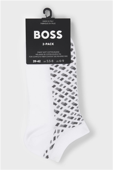 BOSS 2P As Monogram Cc Erkek 2li Çorap Beyaz