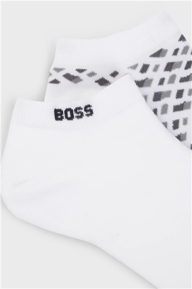 BOSS 2P As Monogram Cc Erkek 2li Çorap Beyaz