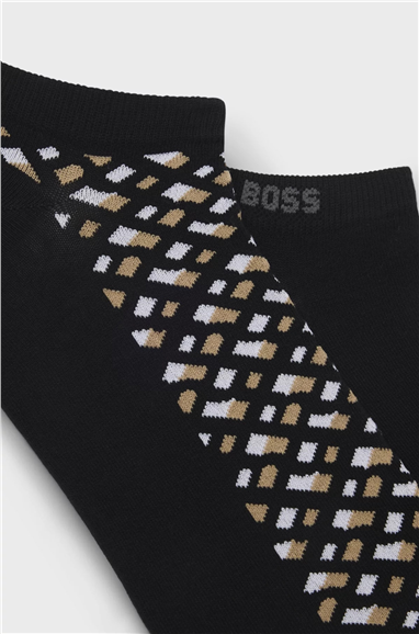 BOSS 2P As Monogram Cc Erkek 2li Çorap Siyah