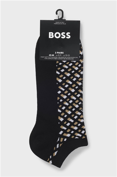 BOSS 2P As Monogram Cc Erkek 2li Çorap Siyah