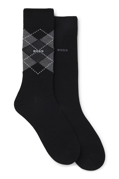 Boss Argyle Erkek 2li Çorap Siyah
