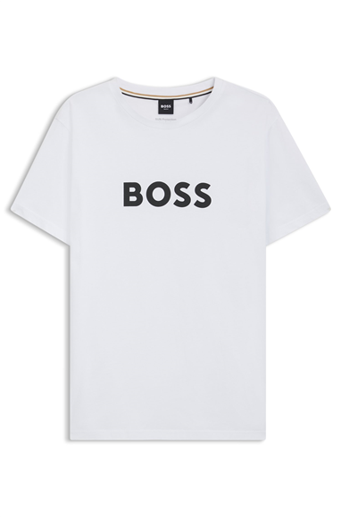 Boss Erkek Bisiklet Yaka T-Shirt Beyaz