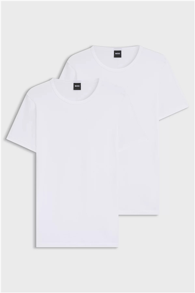 Boss Erkek Bisiklet Yaka T-Shirt Beyaz