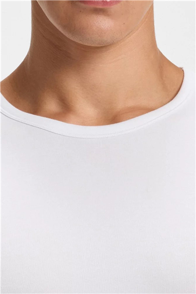 Boss Erkek Bisiklet Yaka T-Shirt Beyaz