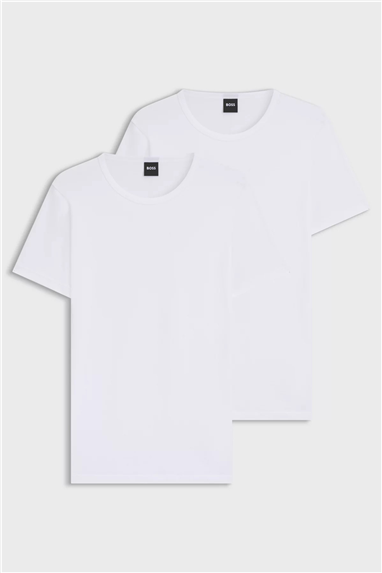 Boss Erkek Bisiklet Yaka T-Shirt Beyaz