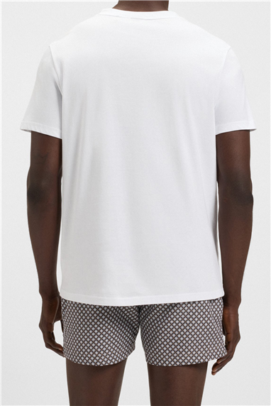 Boss Erkek Bisiklet Yaka T-Shirt Beyaz