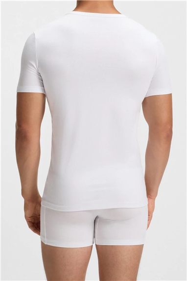 Boss Erkek Bisiklet Yaka T-Shirt Beyaz