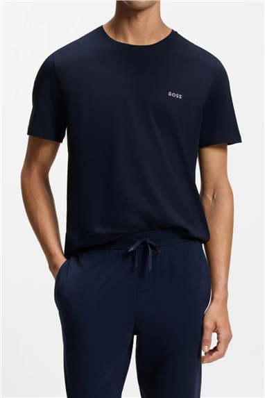 Boss Erkek Bisiklet Yaka T-Shirt Mavi