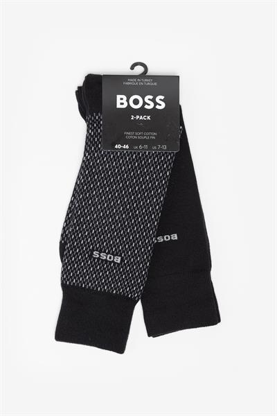 Boss Minipattern Erkek 2li Çorap Siyah