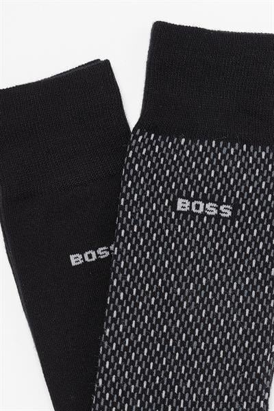 Boss Minipattern Erkek 2li Çorap Siyah