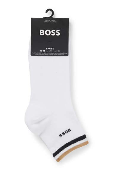 Boss Stripe Erkek 2li Çorap Beyaz