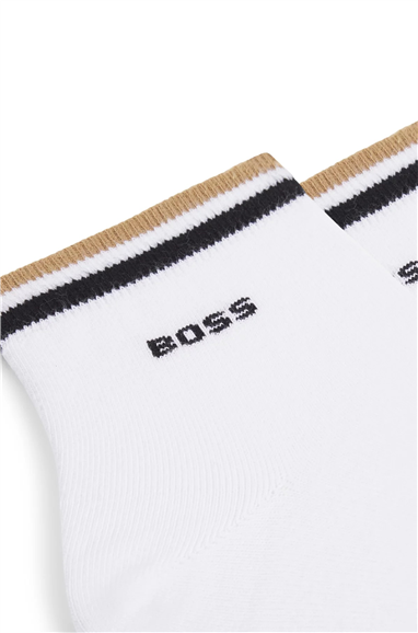 Boss Stripe Erkek 2li Çorap Beyaz