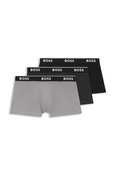 Boss Trunk 3P Power Desig Erkek 3lü Boxer Gri