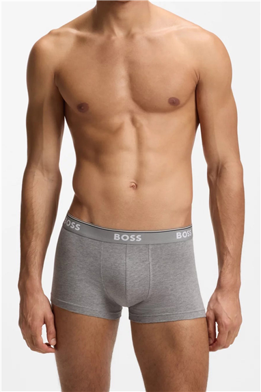 BOSS Trunk 3p Power Erkek 3lü Boxer Gri