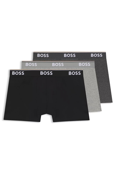 BOSS Trunk 3p Power Erkek 3lü Boxer Gri