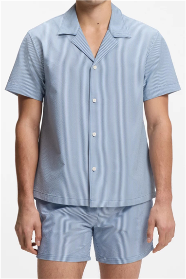Boss Velvetfish Shirt Erkek Bisiklet Yaka T-Shirt Mavi