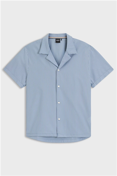 Boss Velvetfish Shirt Erkek Bisiklet Yaka T-Shirt Mavi