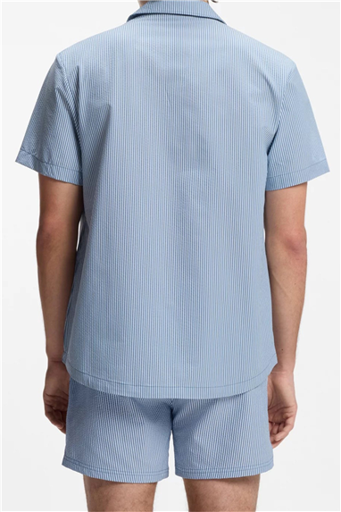 Boss Velvetfish Shirt Erkek Bisiklet Yaka T-Shirt Mavi