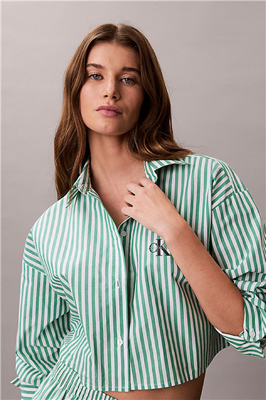 Calvin Klein Ck Graphic Cropped P Kadın Pijama Üstü Yeşil