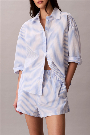 Calvin Klein Covered Wb Poplin Sh Kadın Pijama Altı Mavi