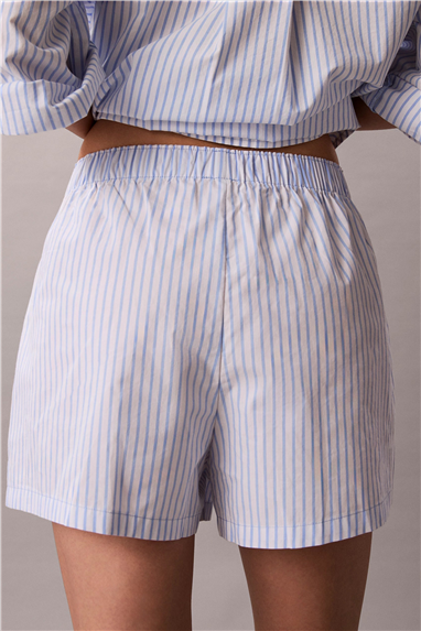 Calvin Klein Covered Wb Poplin Sh Kadın Pijama Altı Mavi