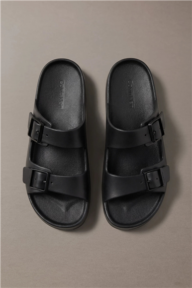 Calvin Klein Ergon Eva Double Bar Erkek Sandalet Siyah