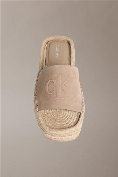 Calvin Klein Flatf Espa Mule Nub Kadın Espadril Bej