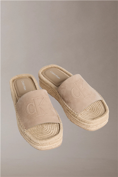 Calvin Klein Flatf Espa Mule Nub Kadın Espadril Bej