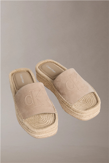 Calvin Klein Flatf Espa Mule Nub Kadın Espadril Bej