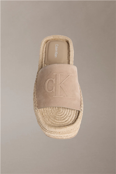 Calvin Klein Flatf Espa Mule Nub Kadın Espadril Bej