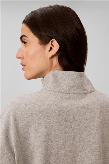 Calvin Klein Heavy Jersey 1/4 Zip Top- Graphi Kadın Pijama Üstü Gri