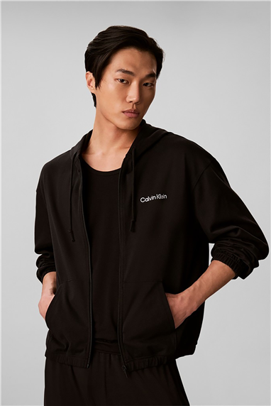 Calvin Klein Icon Essnl L/S Full Zıp Hoodıe Erkek Pijama Üstü Siyah